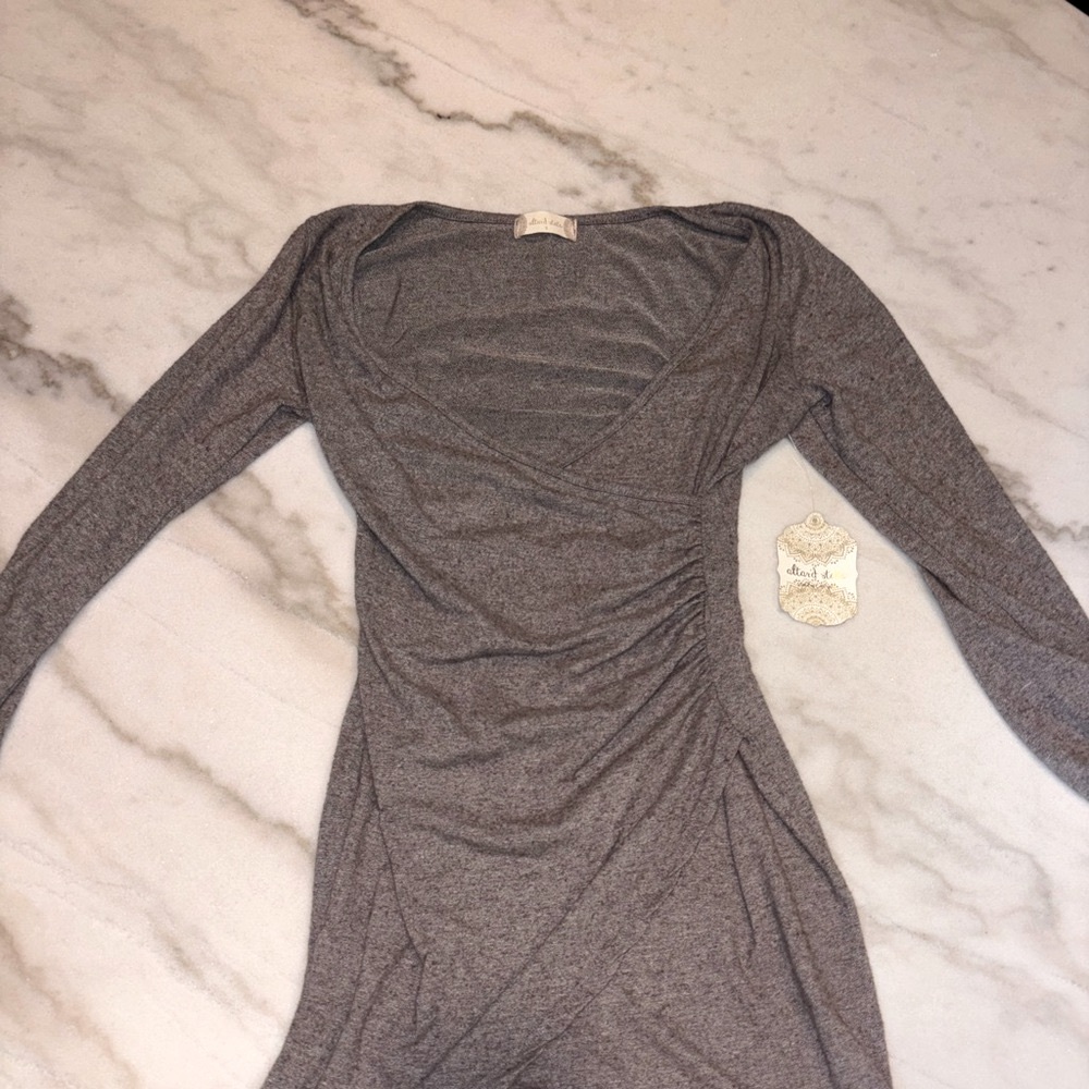 Altar'd State Charcoal Long Sleeve Dress